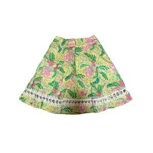 Vintage Lilly Pulitzer Pineapple Monkey Print Cotton Skirt | Size 4